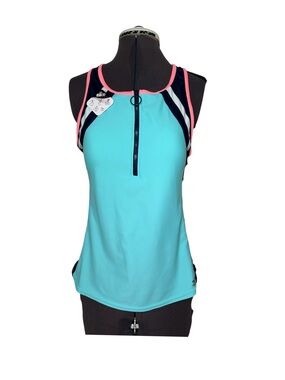 ZeroXposur Scuba Womens Color Block Racer Back Build in Cups Tankini Tops 10/M